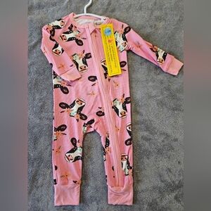 Pink Cow-Print Bamboo Kids One-Piece
